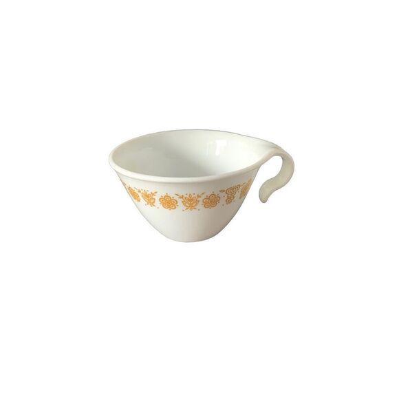Vintage Corelle Lot of 6 Gold Butterfly Hook Handle Coffee Tea Cups Corning Retr - Picture 1 of 13